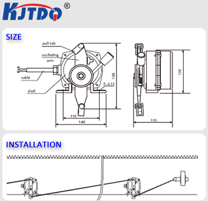 KJT China Fabricación Protección Interruptor de desviación de alta calidad para cinta transportadora.
